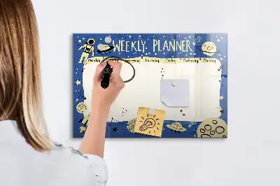 Tableau magnétique à dessiner planificateur hebdomadaire motif cosmique