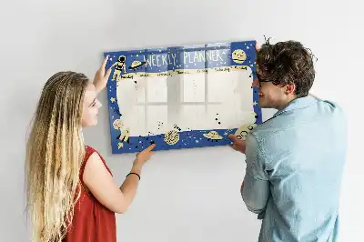 Tableau magnétique à dessiner planificateur hebdomadaire motif cosmique