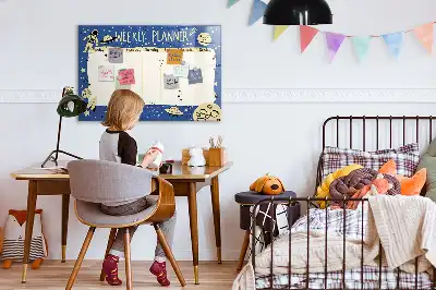 Tableau magnétique à dessiner planificateur hebdomadaire motif cosmique