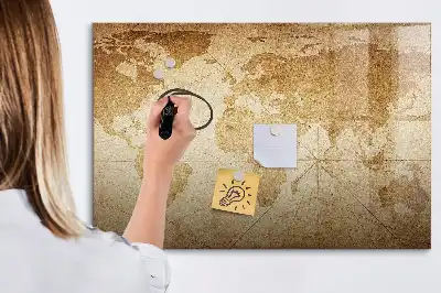 Carte du monde vintage tableau magnétique pour dessiner