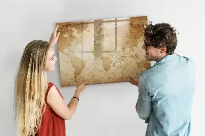 Carte du monde vintage tableau magnétique pour dessiner