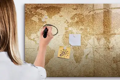 Carte du monde vintage tableau magnétique pour dessiner