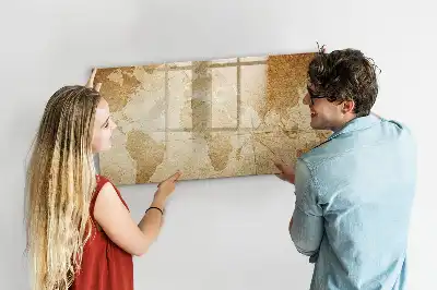 Carte du monde vintage tableau magnétique pour dessiner