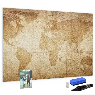 Carte du monde vintage tableau magnétique pour dessiner