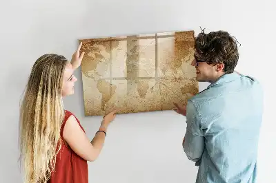 Carte du monde vintage tableau magnétique pour dessiner