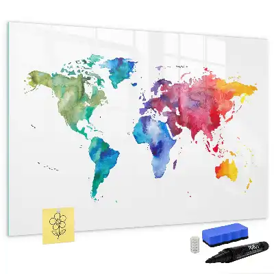 Carte du monde aquarelle magnétique tableau pour dessiner