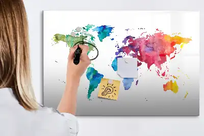 Carte du monde aquarelle magnétique tableau pour dessiner