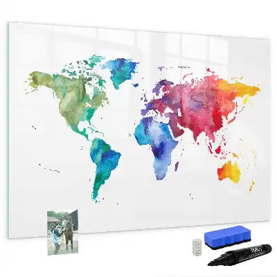 Carte du monde aquarelle magnétique tableau pour dessiner