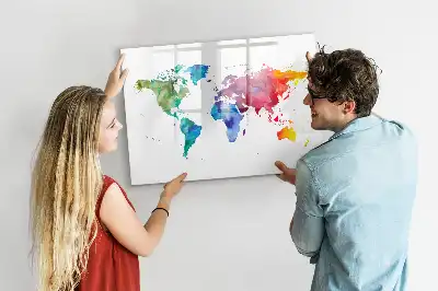 Carte du monde aquarelle magnétique tableau pour dessiner