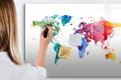 Carte du monde aquarelle magnétique tableau pour dessiner