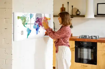 Carte du monde aquarelle magnétique tableau pour dessiner