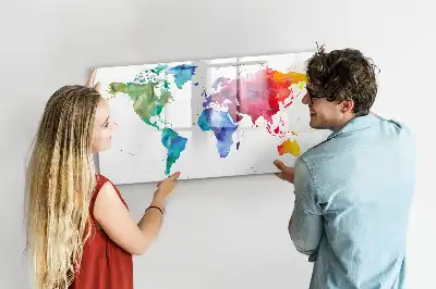 Carte du monde aquarelle magnétique tableau pour dessiner
