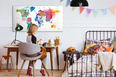 Carte du monde aquarelle magnétique tableau pour dessiner