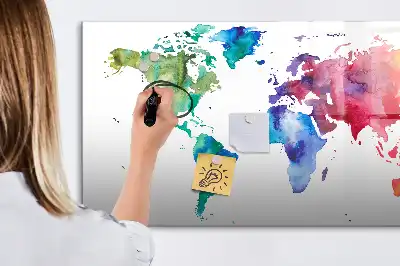 Carte du monde aquarelle magnétique tableau pour dessiner