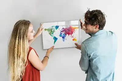 Carte du monde aquarelle magnétique tableau pour dessiner
