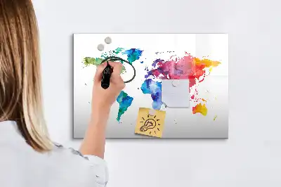 Carte du monde aquarelle magnétique tableau pour dessiner