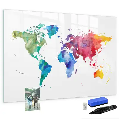 Carte du monde aquarelle magnétique tableau pour dessiner