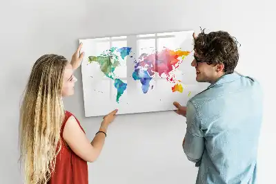 Carte du monde aquarelle magnétique tableau pour dessiner