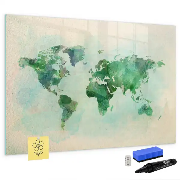 Carte du monde en aquarelle tableau magnétique pour dessiner
