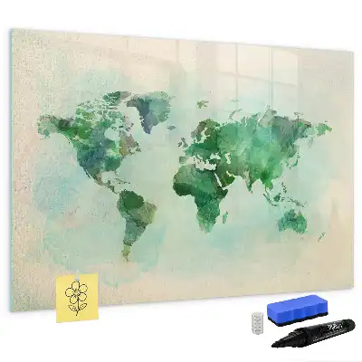 Carte du monde en aquarelle tableau magnétique pour dessiner