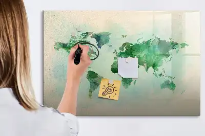 Carte du monde en aquarelle tableau magnétique pour dessiner