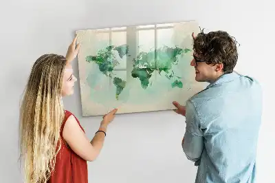 Carte du monde en aquarelle tableau magnétique pour dessiner