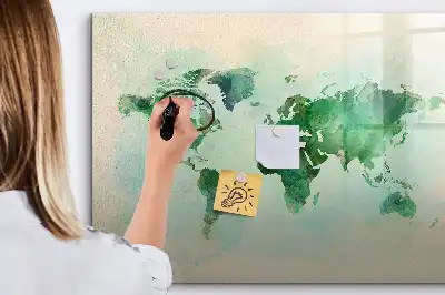 Carte du monde en aquarelle tableau magnétique pour dessiner
