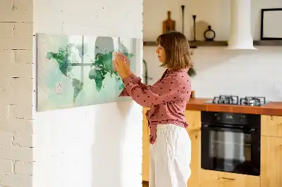 Carte du monde en aquarelle tableau magnétique pour dessiner