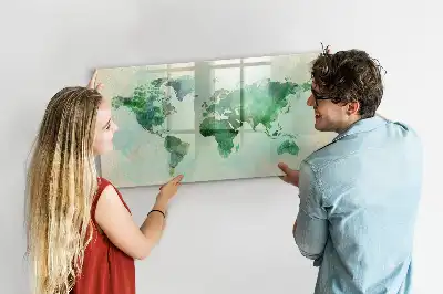 Carte du monde en aquarelle tableau magnétique pour dessiner