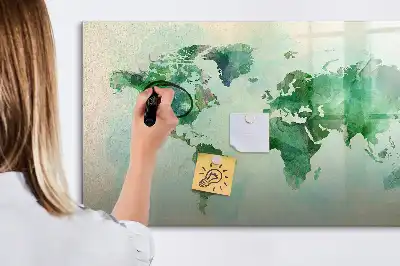 Carte du monde en aquarelle tableau magnétique pour dessiner