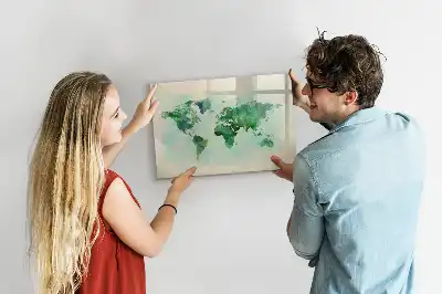 Carte du monde en aquarelle tableau magnétique pour dessiner