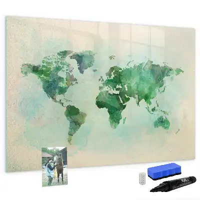 Carte du monde en aquarelle tableau magnétique pour dessiner