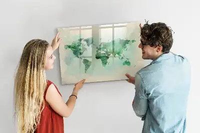Carte du monde en aquarelle tableau magnétique pour dessiner