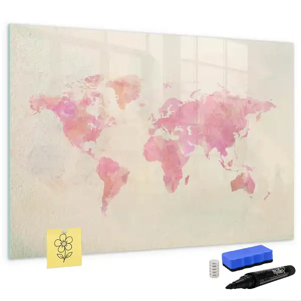 Tableau magnétique à dessiner carte du monde en aquarelle