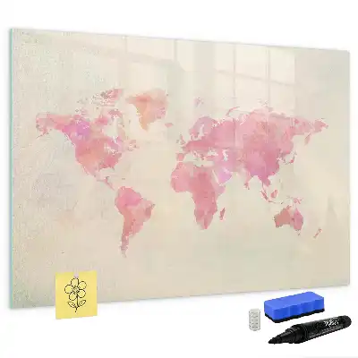 Tableau magnétique à dessiner carte du monde en aquarelle