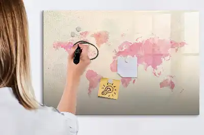 Tableau magnétique à dessiner carte du monde en aquarelle