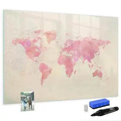 Tableau magnétique à dessiner carte du monde en aquarelle