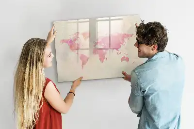 Tableau magnétique à dessiner carte du monde en aquarelle