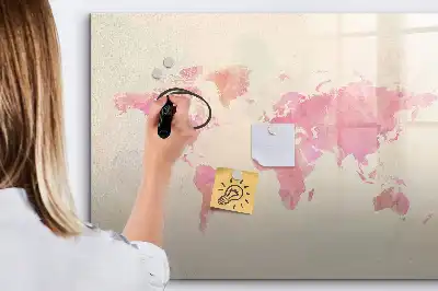 Tableau magnétique à dessiner carte du monde en aquarelle