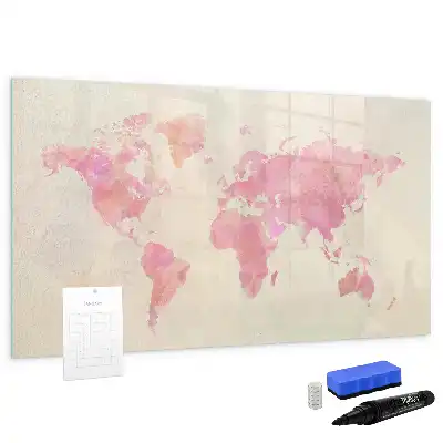 Tableau magnétique à dessiner carte du monde en aquarelle