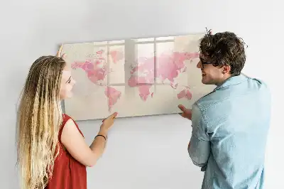 Tableau magnétique à dessiner carte du monde en aquarelle