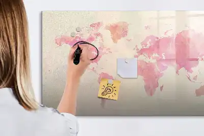 Tableau magnétique à dessiner carte du monde en aquarelle