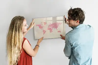 Tableau magnétique à dessiner carte du monde en aquarelle