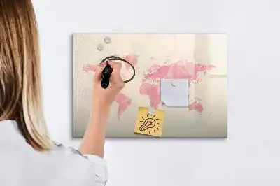 Tableau magnétique à dessiner carte du monde en aquarelle