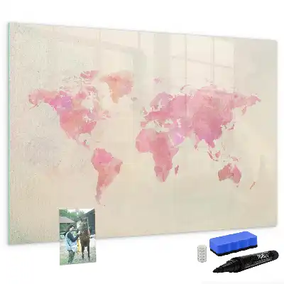 Tableau magnétique à dessiner carte du monde en aquarelle