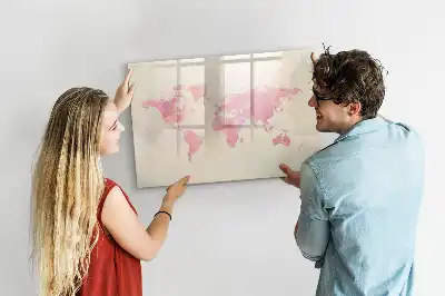 Tableau magnétique à dessiner carte du monde en aquarelle