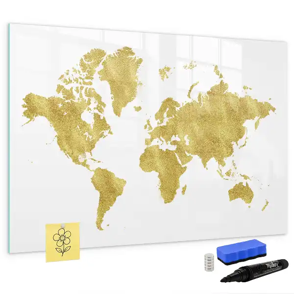 Tableau magnétique pour dessiner carte du monde dorée