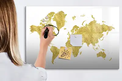 Tableau magnétique pour dessiner carte du monde dorée
