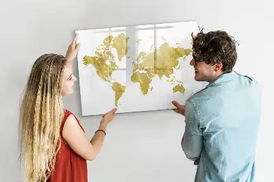 Tableau magnétique pour dessiner carte du monde dorée