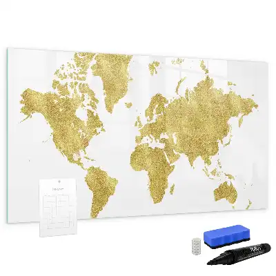 Tableau magnétique pour dessiner carte du monde dorée